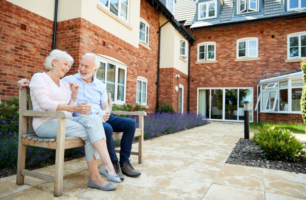 a senior couple enjoying the outdoors at their senior residence.